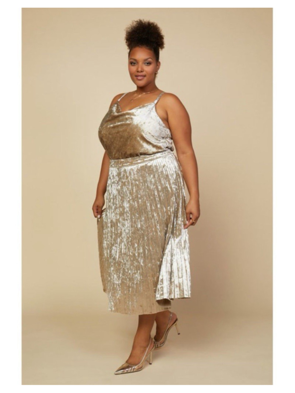 SKIES ARE BLUE Pleated Velvet Midi Skirt Size 1X - Picture 4 of 7